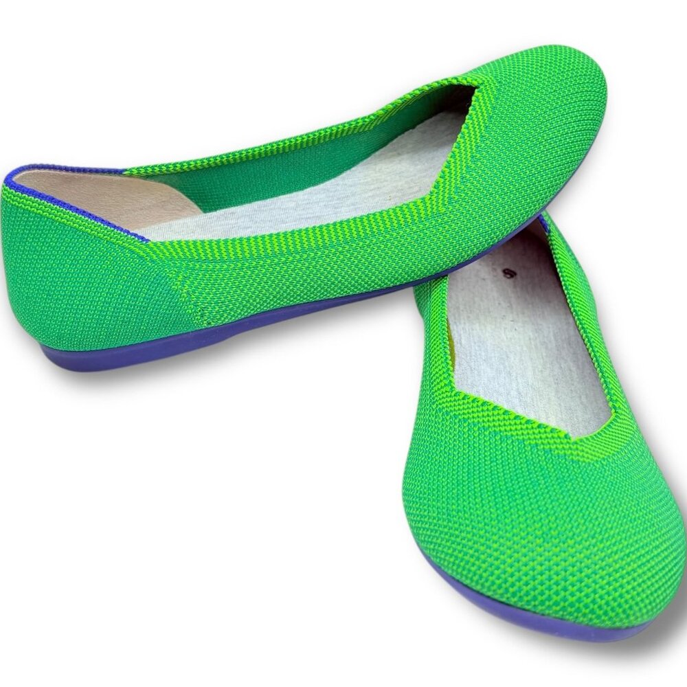 Rothy's Jellybean OG Retired Women's Green Woven Knit The Flat Shoes 6